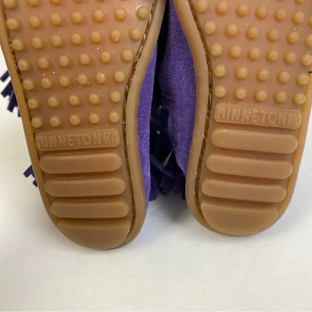 Minnetonka Purple Fringe Kids Moccasin Boots